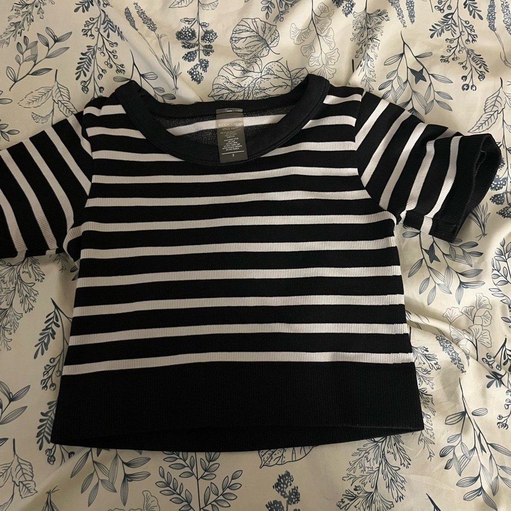 Black and White Striped Kids Shirt